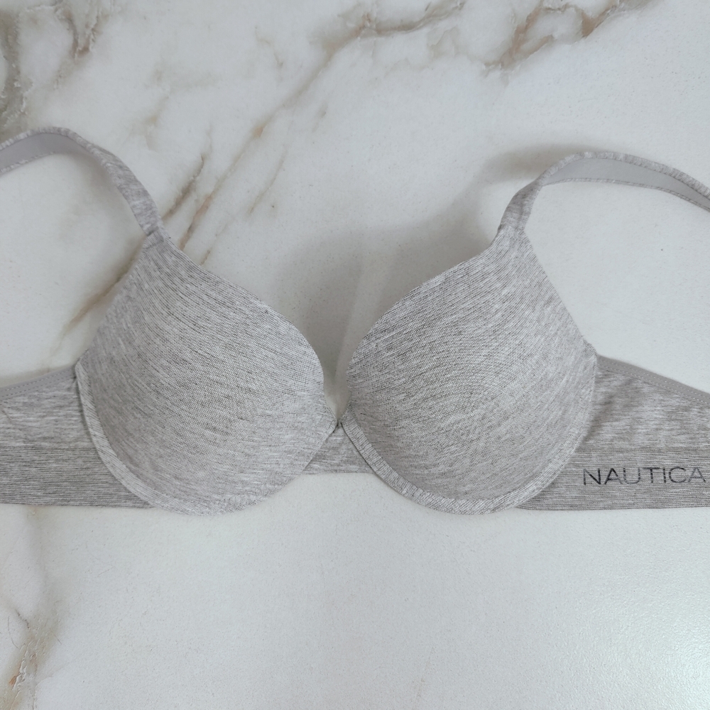 Nautica Gray Heather Lined T-shirt Bra, Sz 36C